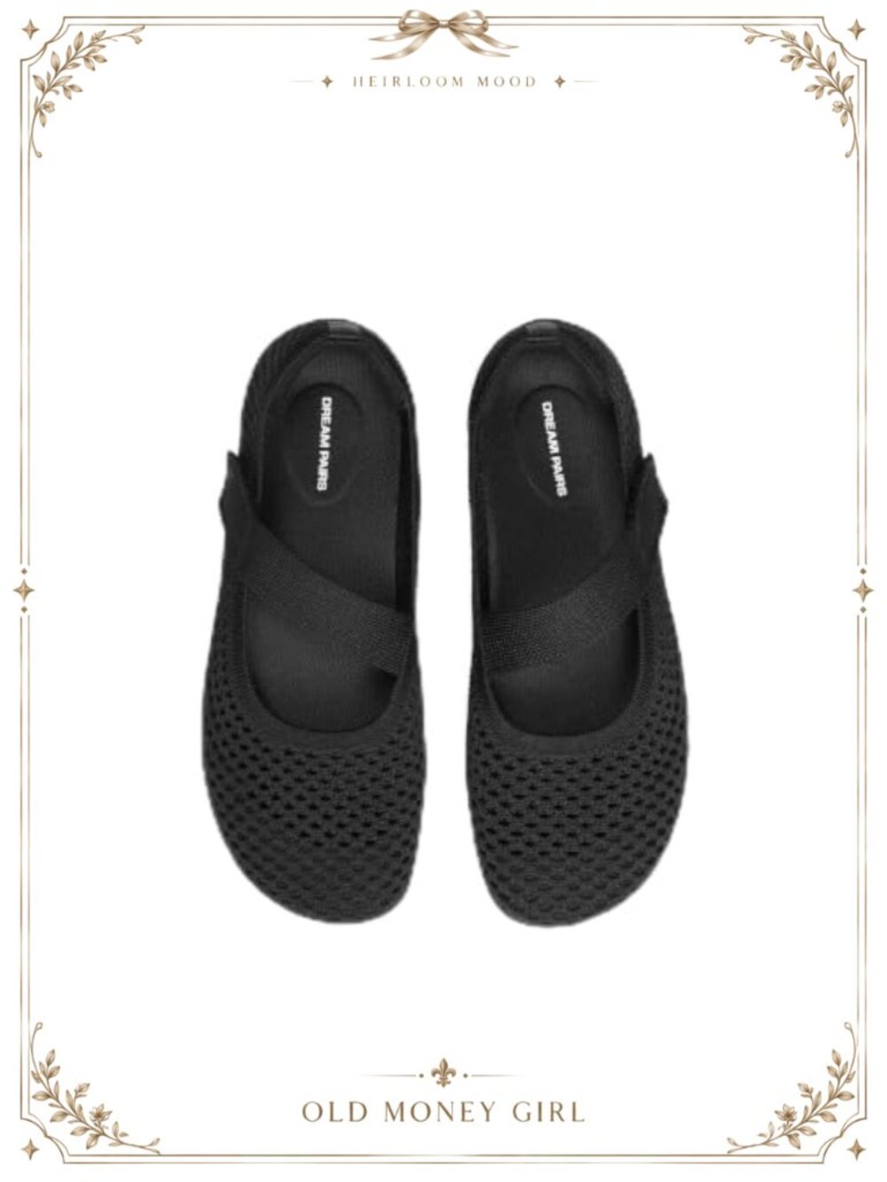 Women's Mary Jane Wide Toe Ballet Flats Knit Washable Arch Support